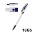 Набор ручка + флеш-карта 16Гб в футляре, белый/темно-синий
