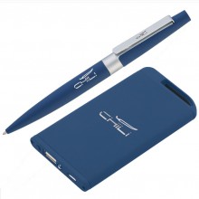 Набор ручка + источник энергии 4000 mAh в футляре, темно-синий