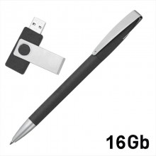 Набор ручка + флеш-карта 16Гб в футляре, черный