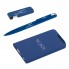 Набор ручка + флеш-карта 8Гб + источник энергии 4000 mAh в футляре, прорезиненный темно-синий