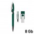 Набор ручка + флеш-карта 8Гб в футляре, темно-зеленый/белый