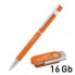 Набор ручка + флеш-карта 16 Гб в футляре, оранжевый