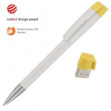 Ручка с флеш-картой USB 8GB «TURNUS M», белый/желтый