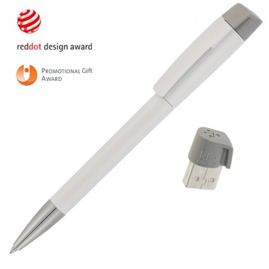 Ручка с флеш-картой USB 8GB «TURNUS M», белый/светло-серый