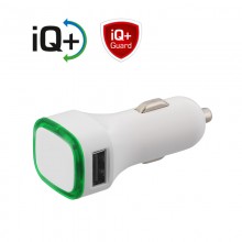 Автомобильное зарядное устройство TWINPOWER с 2-мя разъёмами USB, белый/зелёный прозрачный