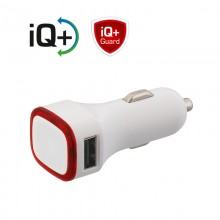 Автомобильное зарядное устройство TWINPOWER с 2-мя разъёмами USB, белый/красный прозрачный