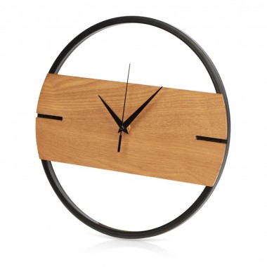 Деревянные часы с металлическим ободом Time Wheel