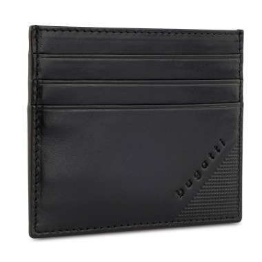 Портмоне для кредитных карт BUGATTI АРИСТОКРАТ | NOBILE, с защитой данных RFID, черное, натуральная воловья кожа, 10х0,3х8 см