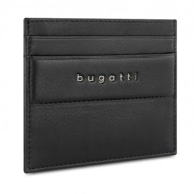 Портмоне для кредитных карт BUGATTI НОМ | NOME, с защитой данных RFID, черное, натуральная воловья кожа, 10,2х0,3х8,2 см