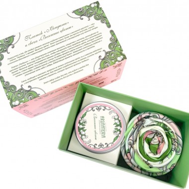 Набор: платок Ландыши и свеча Весенние цветы