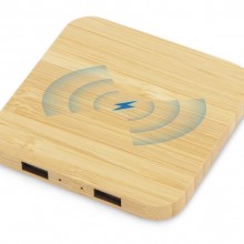 USB-хаб с беспроводной зарядкой из бамбука Plato, 5 Вт