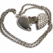 USB 2.0- флешка на 16 Гб Сердце с кристаллами