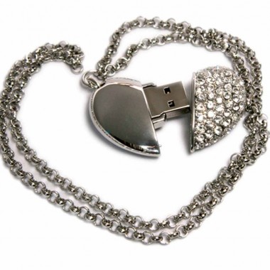 USB 2.0- флешка на 64 Гб Сердце с кристаллами