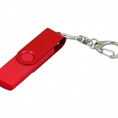 USB-флешка на 32 Гб с поворотным механизмом и дополнительным разъемом Micro USB