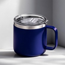 Кружка стальная Alaska с крышкой слайдером, powder coating, синий Кружка стальная Alaska с крышкой слайдером, powder coating, синий