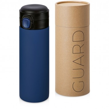 Вакуумная термокружка c кнопкой Guard, soft-touch, 400 мл, тубус