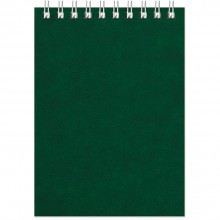 Блокнот Office зеленый, А6, 94х130 мм, верхний гребень, белый блок, клетка, 60 листов