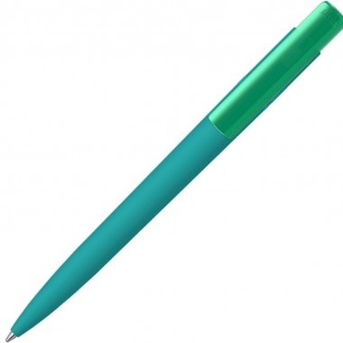 Шариковая ручка RECYCLED PET PEN PRO K transparent GUM soft-touch, бирюзовый