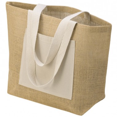 Сумка Jute джутовая с широким дном и карманом