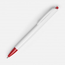 Ручка шариковая Tick, белая с красным Ручка шариковая Tick, белая с красным