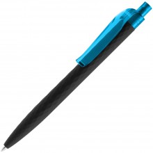 Ручка шариковая Prodir QS01 PRT-T Soft Touch, черная с голубым